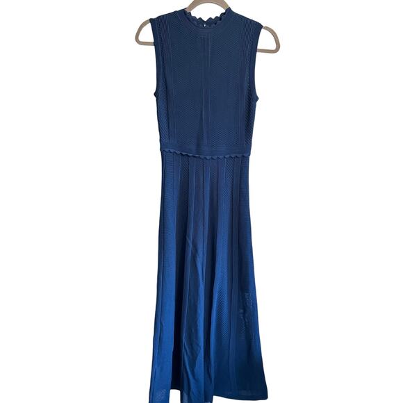 The Kooples Blue Open Knit Maxi Dress size Medium NWT - Picture 3 of 6